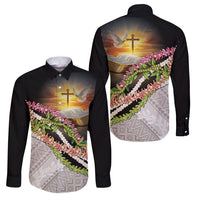Hawaii Mokihana Mix Pikake Leis Mahalo 'Olelo Family Matching Off The Shoulder Long Sleeve Dress and Hawaiian Shirt Black LT7 Dad's Shirt - Long Sleeve Black - Polynesian Pride