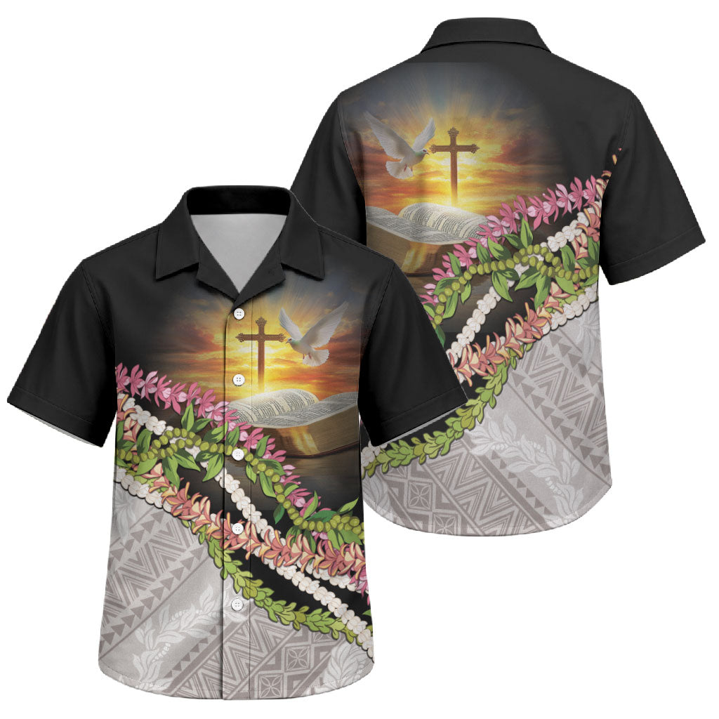Hawaii Mokihana Mix Pikake Leis Mahalo 'Olelo Family Matching Off Shoulder Maxi Dress and Hawaiian Shirt Black