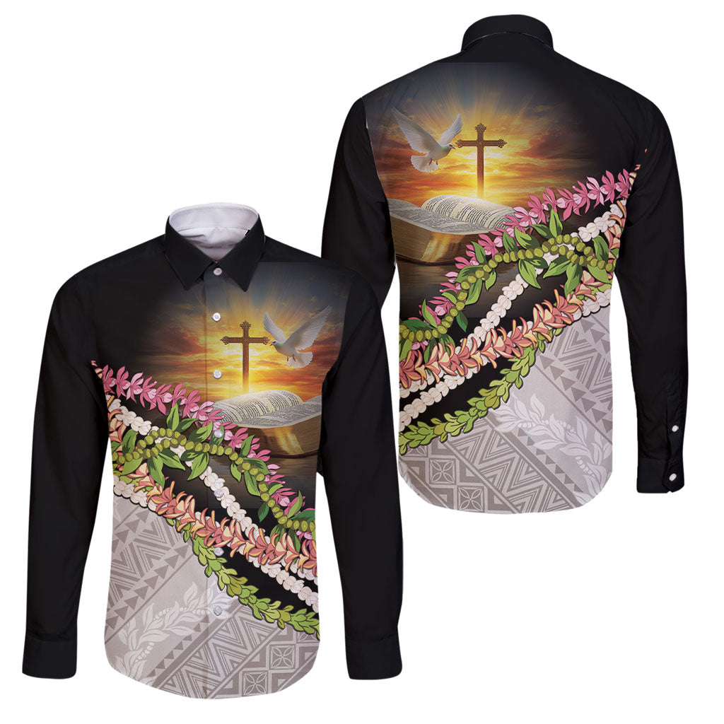 Hawaii Mokihana Mix Pikake Leis Mahalo 'Olelo Family Matching Puletasi and Hawaiian Shirt Black