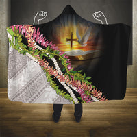 Hawaii Mokihana Mix Pikake Leis Mahalo 'Olelo Hooded Blanket Black LT7 - Polynesian Pride