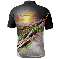 Hawaii Mokihana Mix Pikake Leis Mahalo 'Olelo Polo Shirt Black LT7 - Polynesian Pride