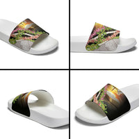 Hawaii Mokihana Mix Pikake Leis Mahalo 'Olelo Slide Sandals Black LT7 - Polynesian Pride