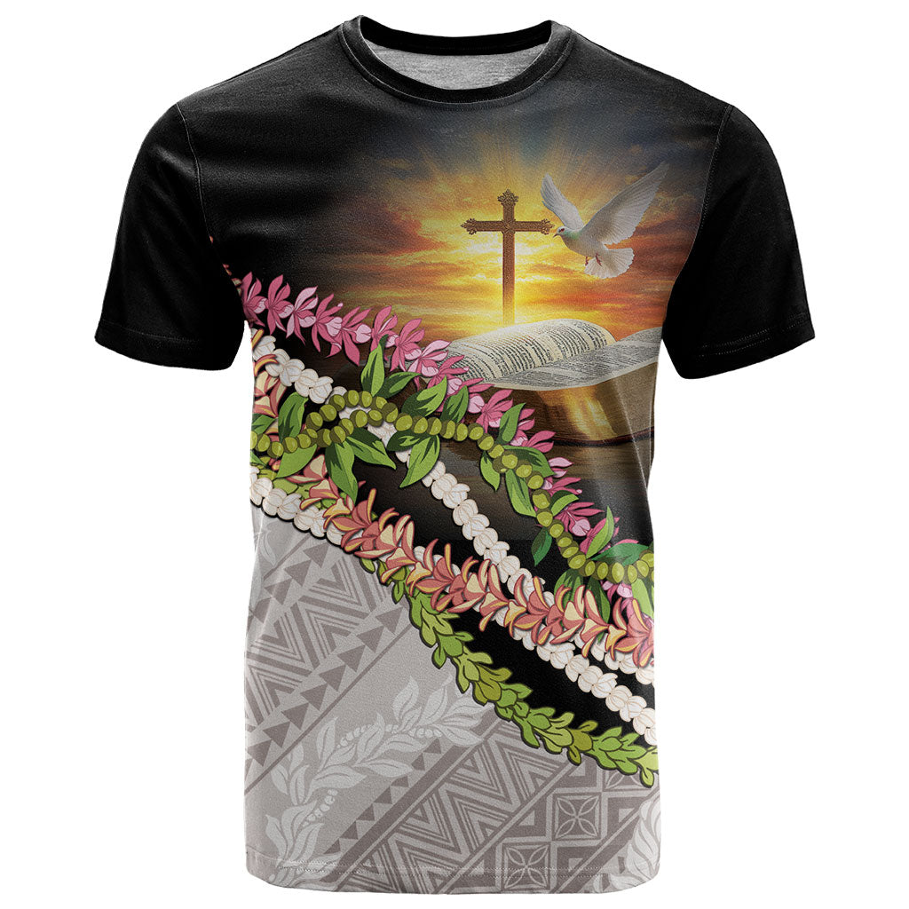 Hawaii Mokihana Mix Pikake Leis Mahalo 'Olelo T Shirt Black LT7 Black - Polynesian Pride