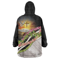 Hawaii Mokihana Mix Pikake Leis Mahalo 'Olelo Wearable Blanket Hoodie Black LT7 - Polynesian Pride