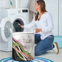 Hawaii Mokihana Mix Pikake Leis Mahalo 'Olelo Laundry Basket White Tapa LT7 - Polynesian Pride