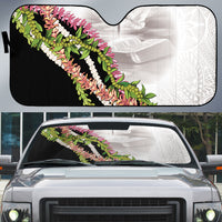 Hawaii Mokihana Mix Pikake Leis Mahalo 'Olelo Auto Sun Shade White Tapa LT7 White - Polynesian Pride