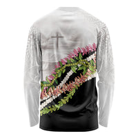 Hawaii Mokihana Mix Pikake Leis Mahalo 'Olelo Long Sleeve Shirt White Tapa LT7 - Polynesian Pride
