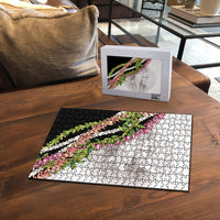 Hawaii Mokihana Mix Pikake Leis Mahalo 'Olelo Puzzle White Tapa