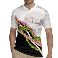 Hawaii Mokihana Mix Pikake Leis Mahalo 'Olelo Rugby Jersey White Tapa