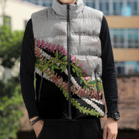 Hawaii Mokihana Mix Pikake Leis Mahalo 'Olelo Sleeveless Puffer Jacket White Tapa LT7 - Polynesian Pride