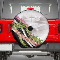 Hawaii Mokihana Mix Pikake Leis Mahalo 'Olelo Spare Tire Cover White Tapa LT7 - Polynesian Pride