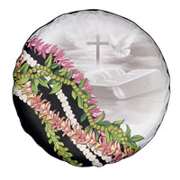 Hawaii Mokihana Mix Pikake Leis Mahalo 'Olelo Spare Tire Cover White Tapa LT7 - Polynesian Pride
