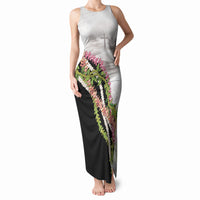 Hawaii Mokihana Mix Pikake Leis Mahalo 'Olelo Tank Maxi Dress White Tapa LT7 Women White - Polynesian Pride