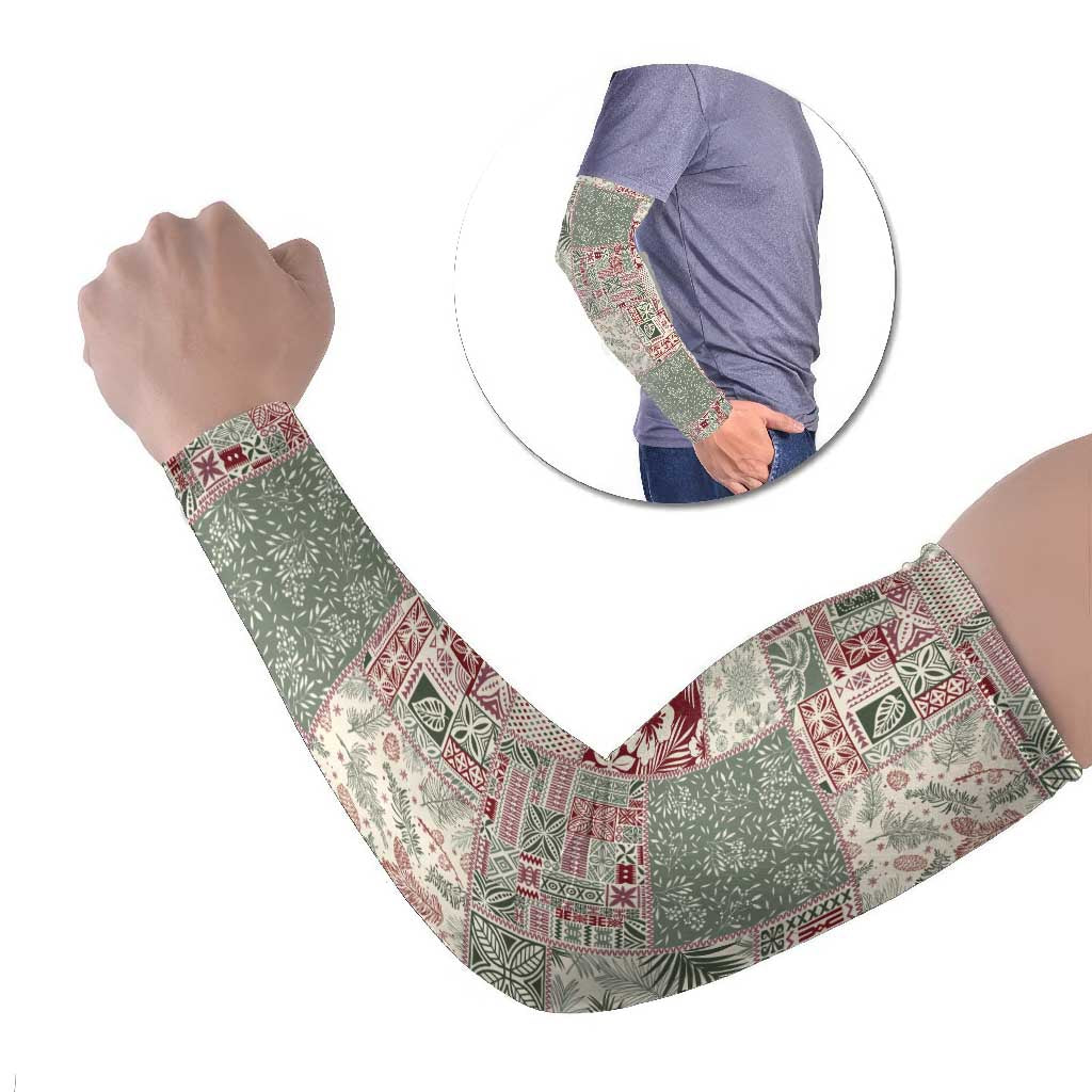 Aloha Hawaii Pastel Christmas Patchwork Arm Sleeves Classic Style LT7 Set of 2 Pastel Green - Polynesian Pride