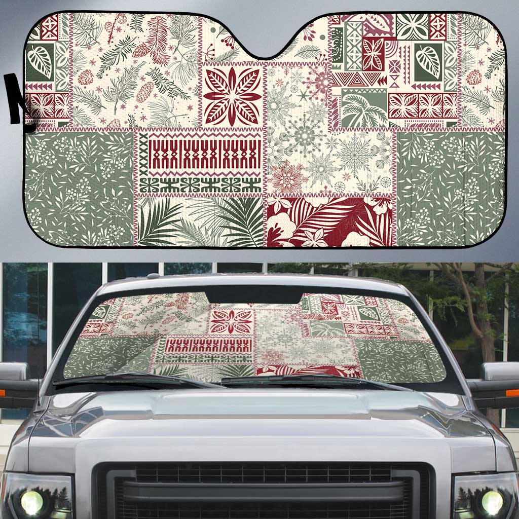 Aloha Hawaii Pastel Christmas Patchwork Auto Sun Shade Classic Style LT7 Pastel Green - Polynesian Pride