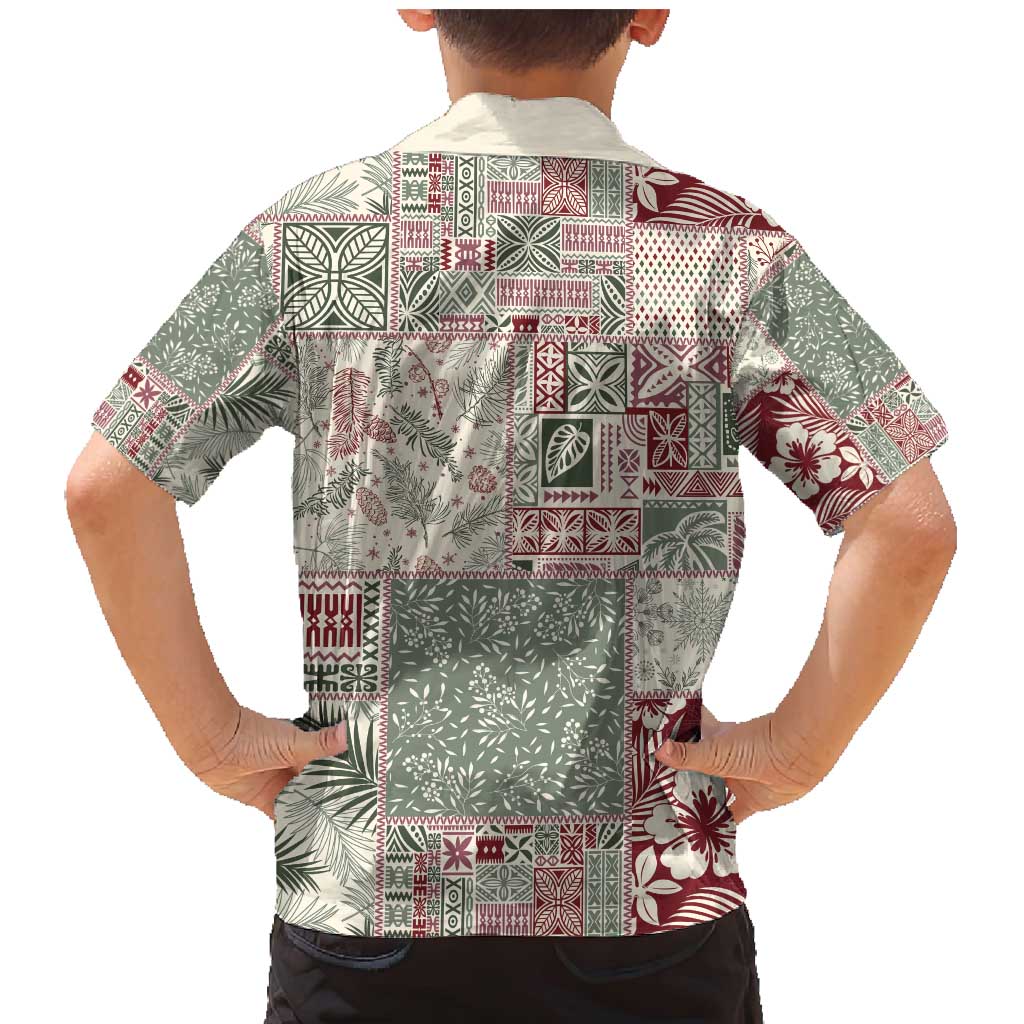 Aloha Hawaii Pastel Christmas Patchwork Family Matching Mermaid Dress and Hawaiian Shirt Classic Style - Polynesian Pride