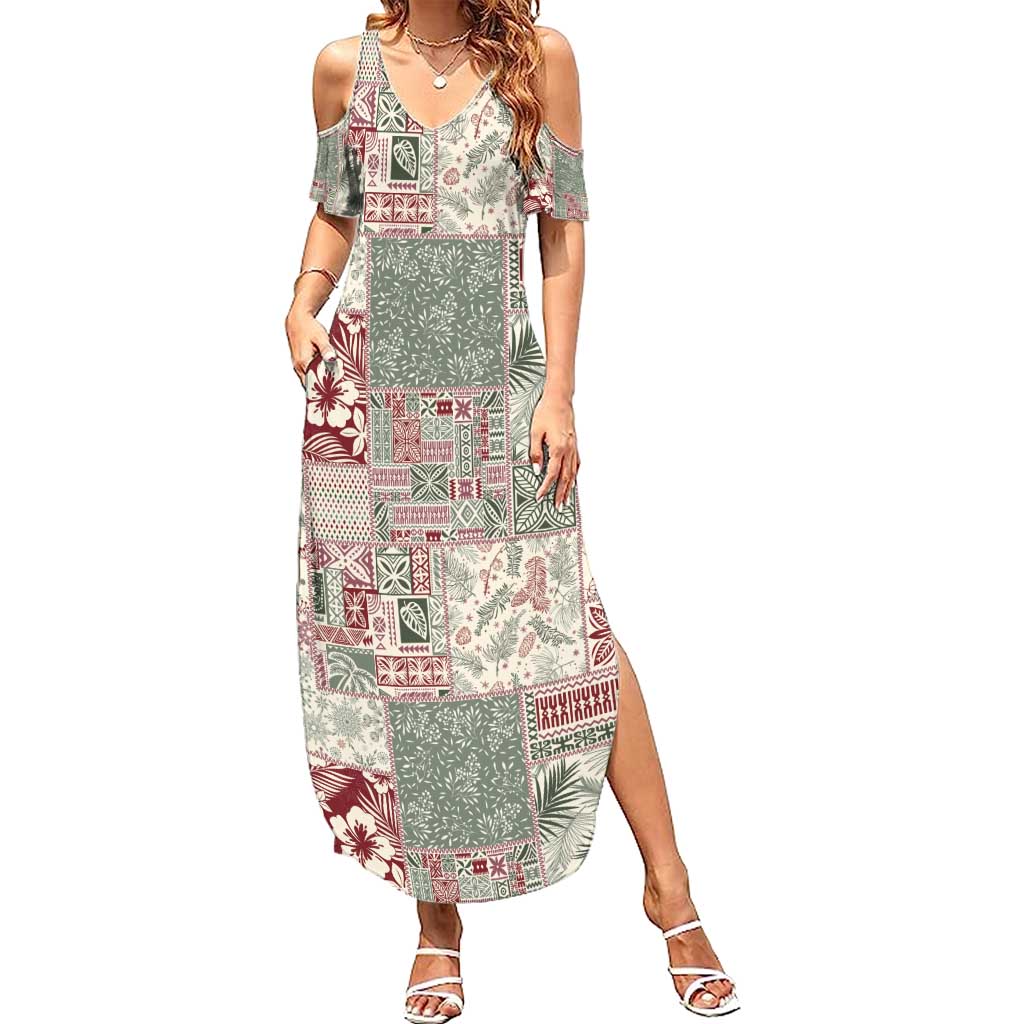 Aloha Hawaii Pastel Christmas Patchwork Family Matching Summer Maxi Dress and Hawaiian Shirt Classic Style - Polynesian Pride