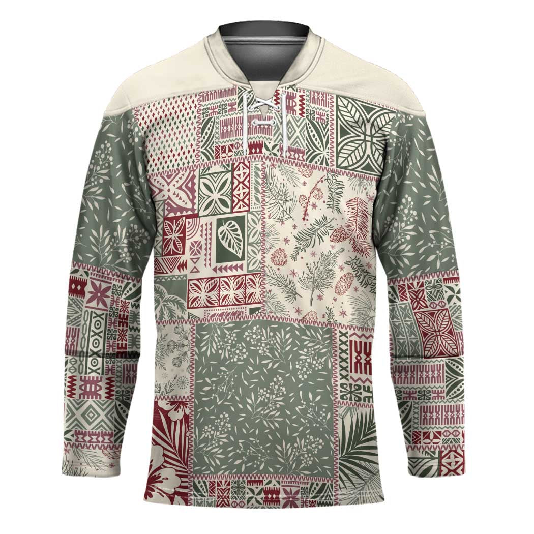 Aloha Hawaii Pastel Christmas Patchwork Hockey Jersey Classic Style - Polynesian Pride