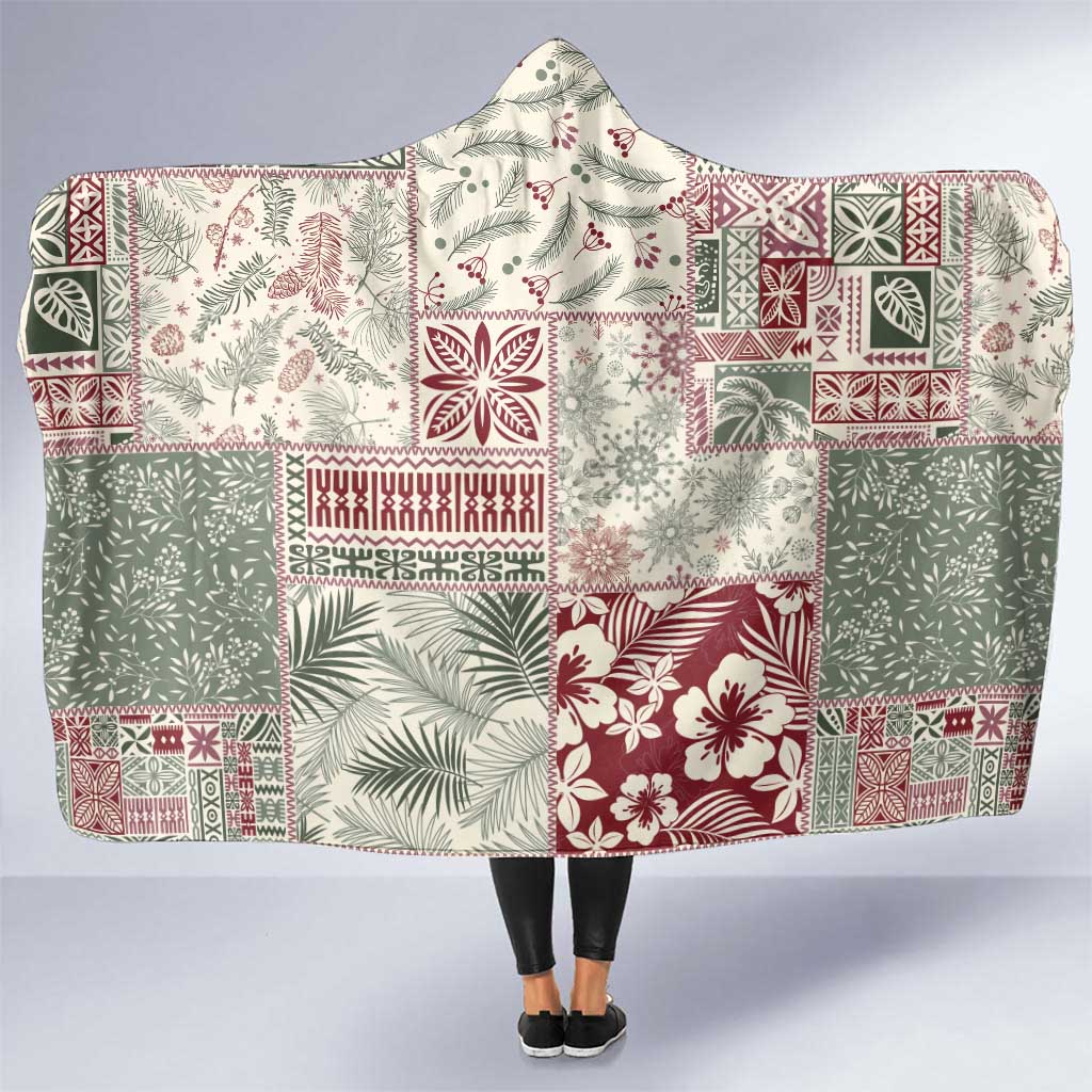 Aloha Hawaii Pastel Christmas Patchwork Hooded Blanket Classic Style LT7 One Size Pastel Green - Polynesian Pride