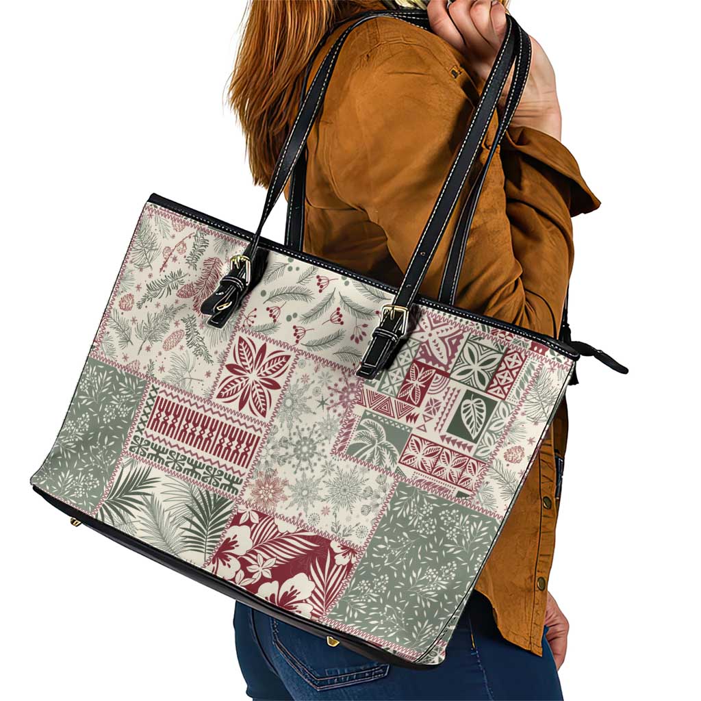 Aloha Hawaii Pastel Christmas Patchwork Leather Tote Bag Classic Style - Polynesian Pride