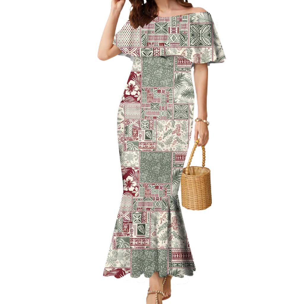 Aloha Hawaii Pastel Christmas Patchwork Mermaid Dress Classic Style - Polynesian Pride