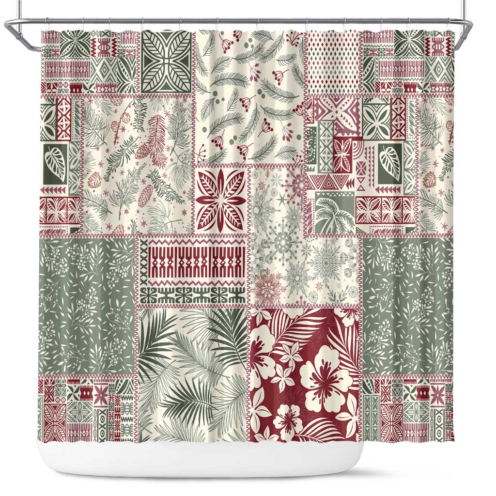 Aloha Hawaii Pastel Christmas Patchwork Shower Curtain Classic Style LT7 Pastel Green - Polynesian Pride