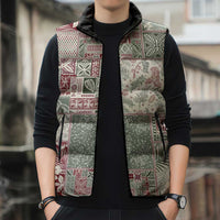 Aloha Hawaii Pastel Christmas Patchwork Sleeveless Puffer Jacket Classic Style - Polynesian Pride