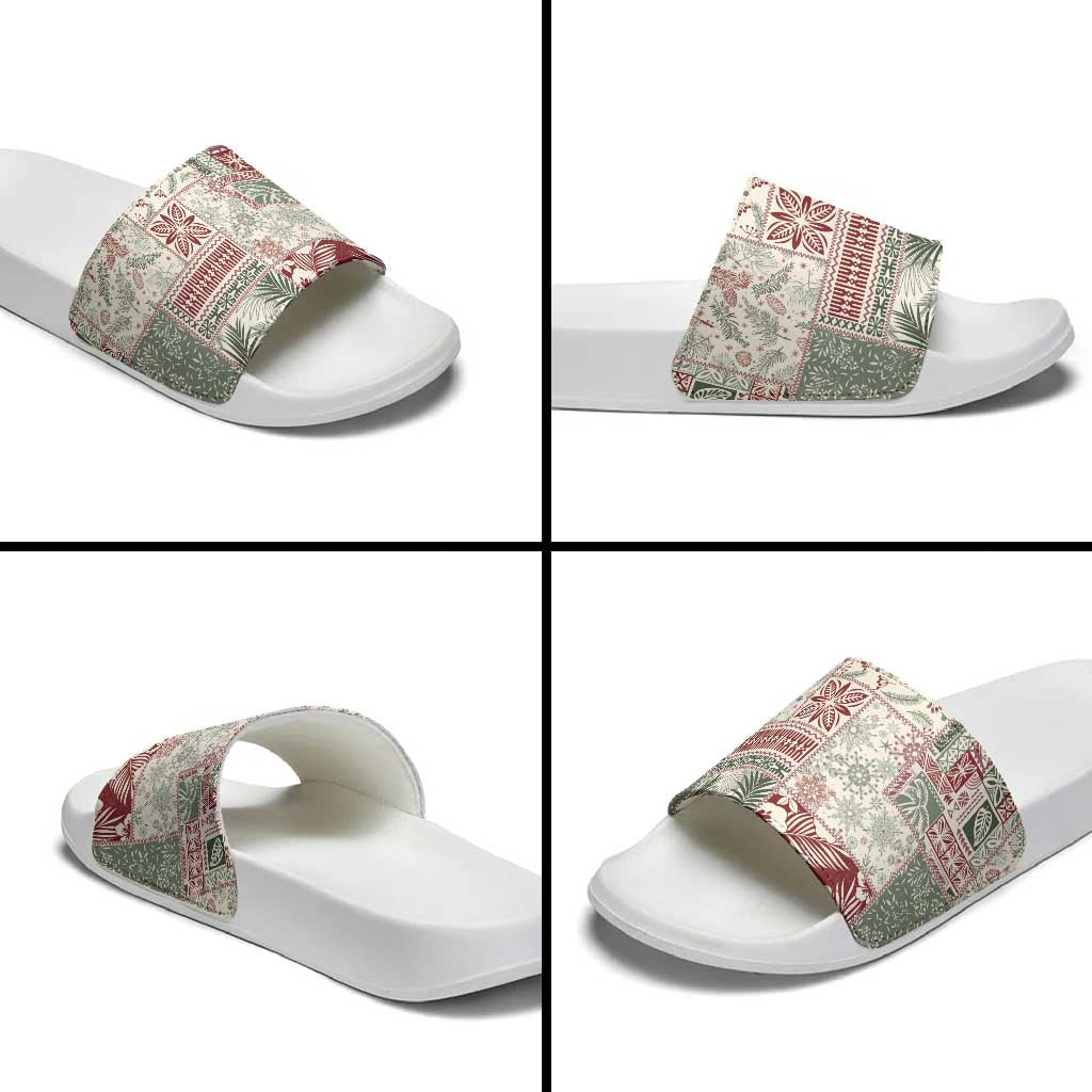 Aloha Hawaii Pastel Christmas Patchwork Slide Sandals Classic Style - Polynesian Pride