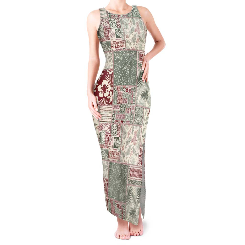 Aloha Hawaii Pastel Christmas Patchwork Tank Maxi Dress Classic Style LT7 Women Pastel Green - Polynesian Pride