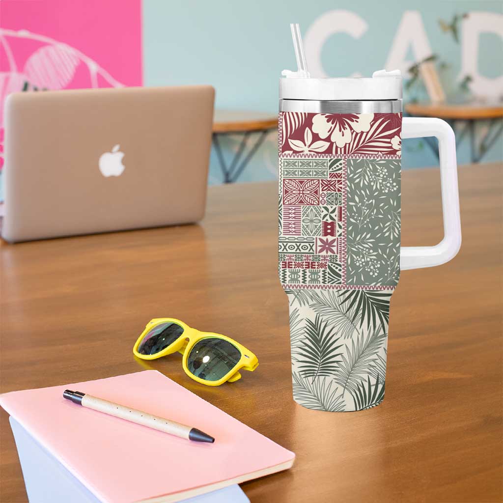 Aloha Hawaii Pastel Christmas Patchwork Tumbler With Handle Classic Style - Polynesian Pride