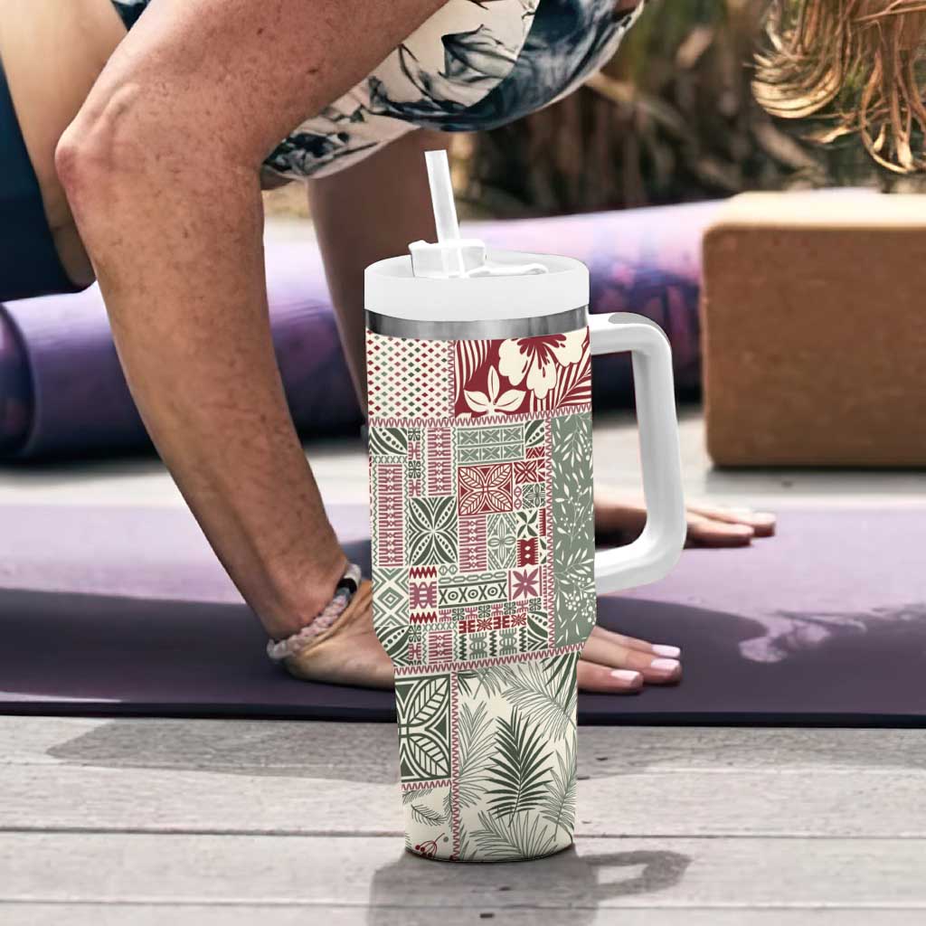 Aloha Hawaii Pastel Christmas Patchwork Tumbler With Handle Classic Style - Polynesian Pride