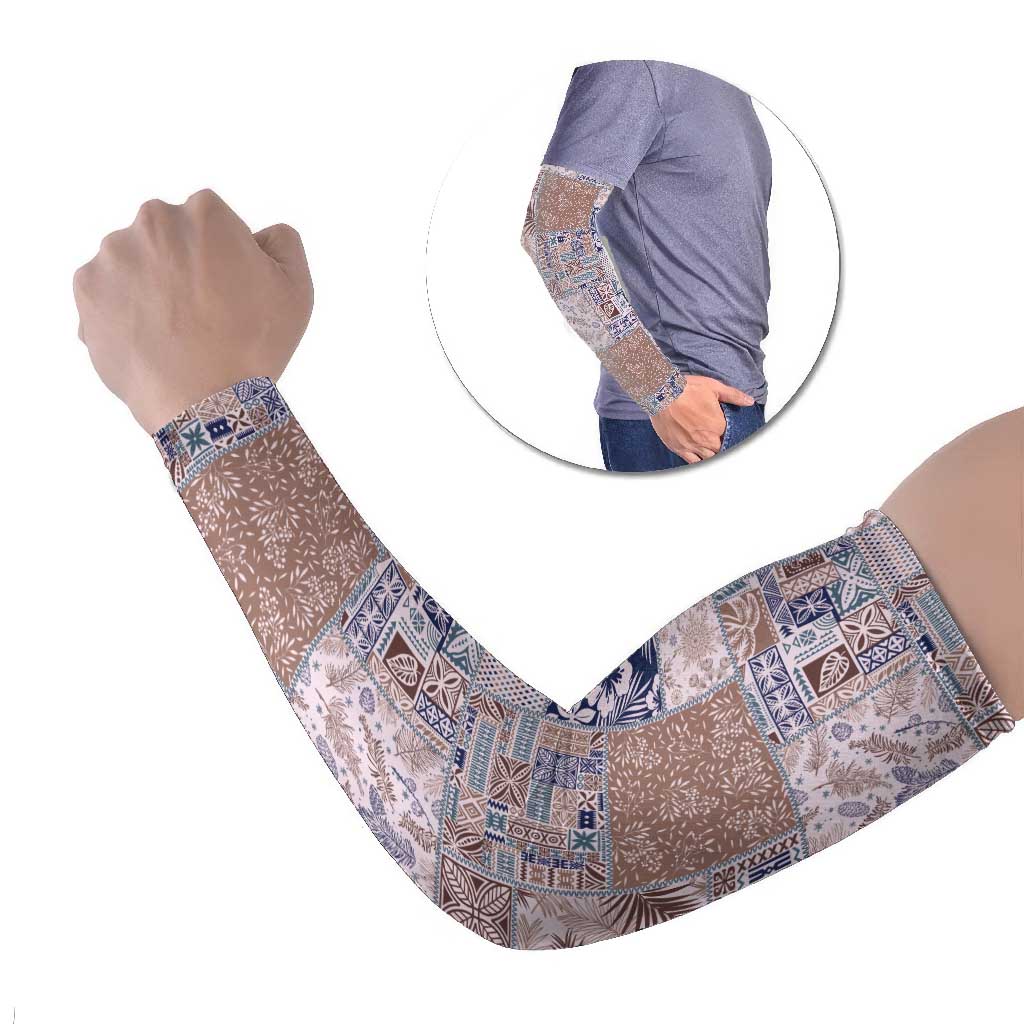 Aloha Hawaii Pastel Christmas Patchwork Arm Sleeves Rustic Style LT7 Set of 2 Beige - Polynesian Pride