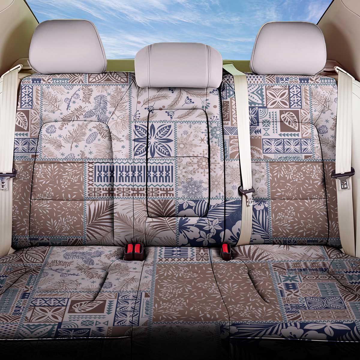 Aloha Hawaii Pastel Christmas Patchwork Back Car Seat Cover Rustic Style LT7 One Size Beige - Polynesian Pride