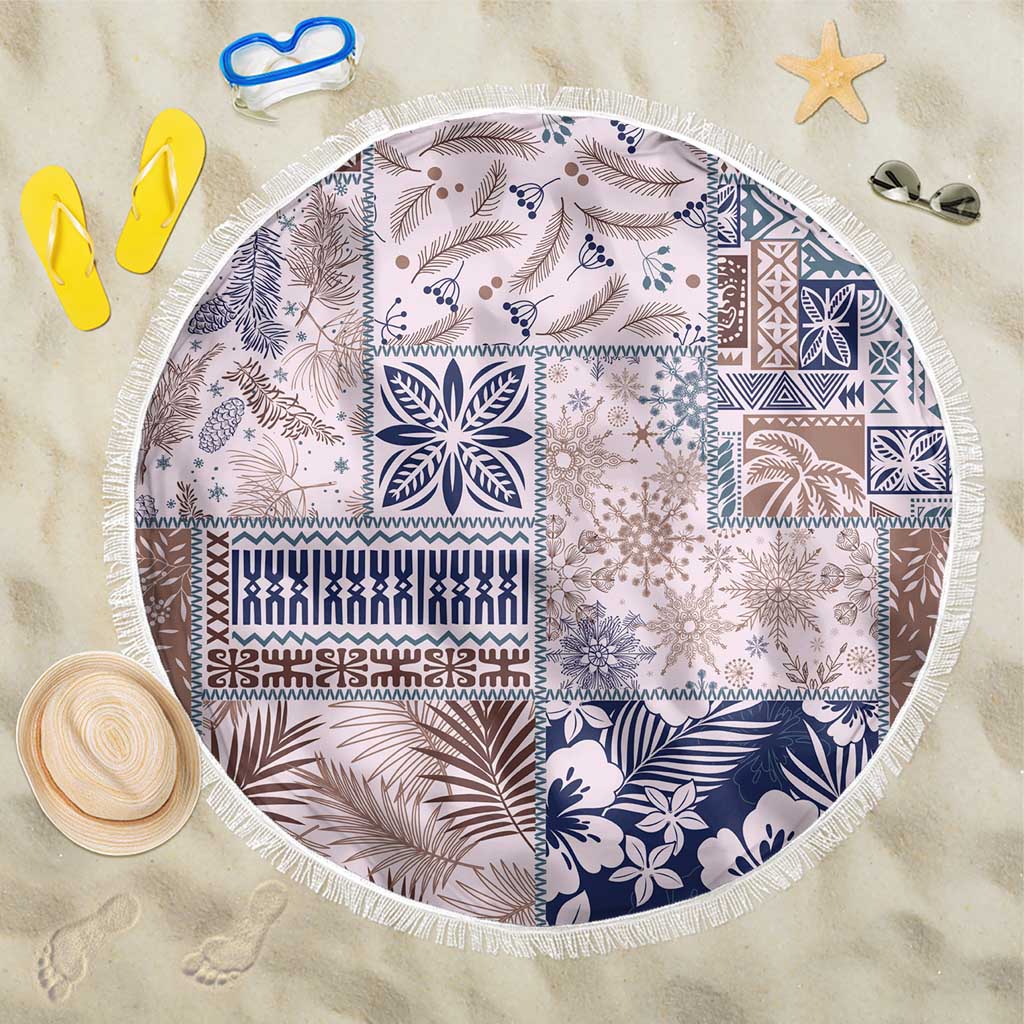 Aloha Hawaii Pastel Christmas Patchwork Beach Blanket Rustic Style LT7 One Size 150cm Beige - Polynesian Pride