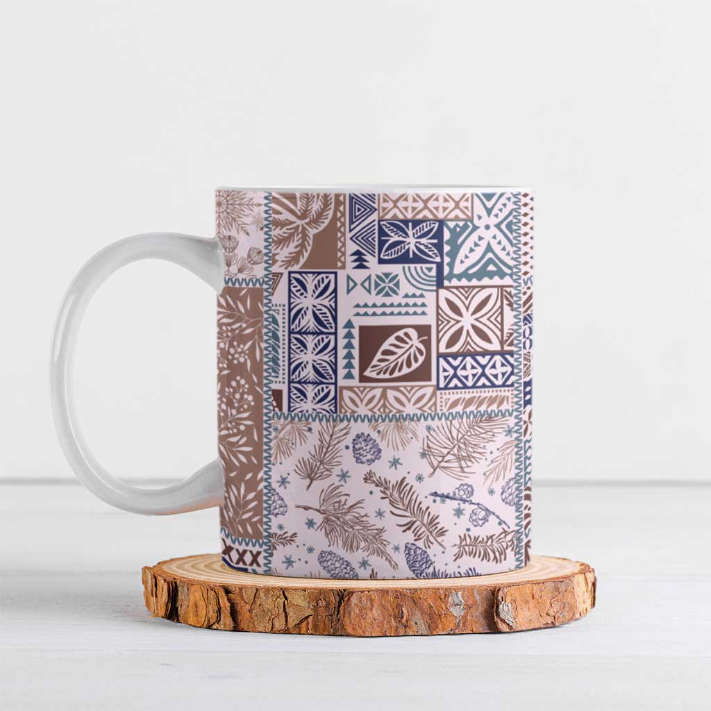 Aloha Hawaii Pastel Christmas Patchwork Ceramic Mug Rustic Style LT7 Beige - Polynesian Pride