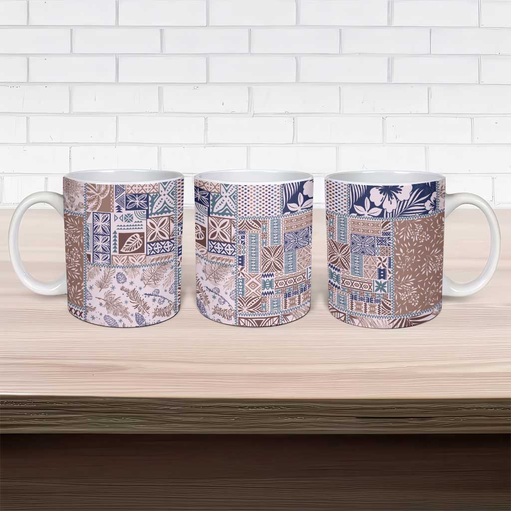 Aloha Hawaii Pastel Christmas Patchwork Ceramic Mug Rustic Style LT7 - Polynesian Pride
