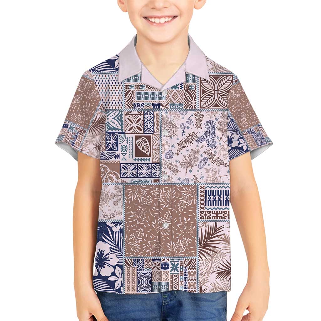 Aloha Hawaii Pastel Christmas Patchwork Family Matching Long Sleeve Bodycon Dress and Hawaiian Shirt Rustic Style - Polynesian Pride