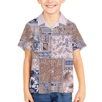 Aloha Hawaii Pastel Christmas Patchwork Family Matching Off The Shoulder Long Sleeve Dress and Hawaiian Shirt Rustic Style - Polynesian Pride