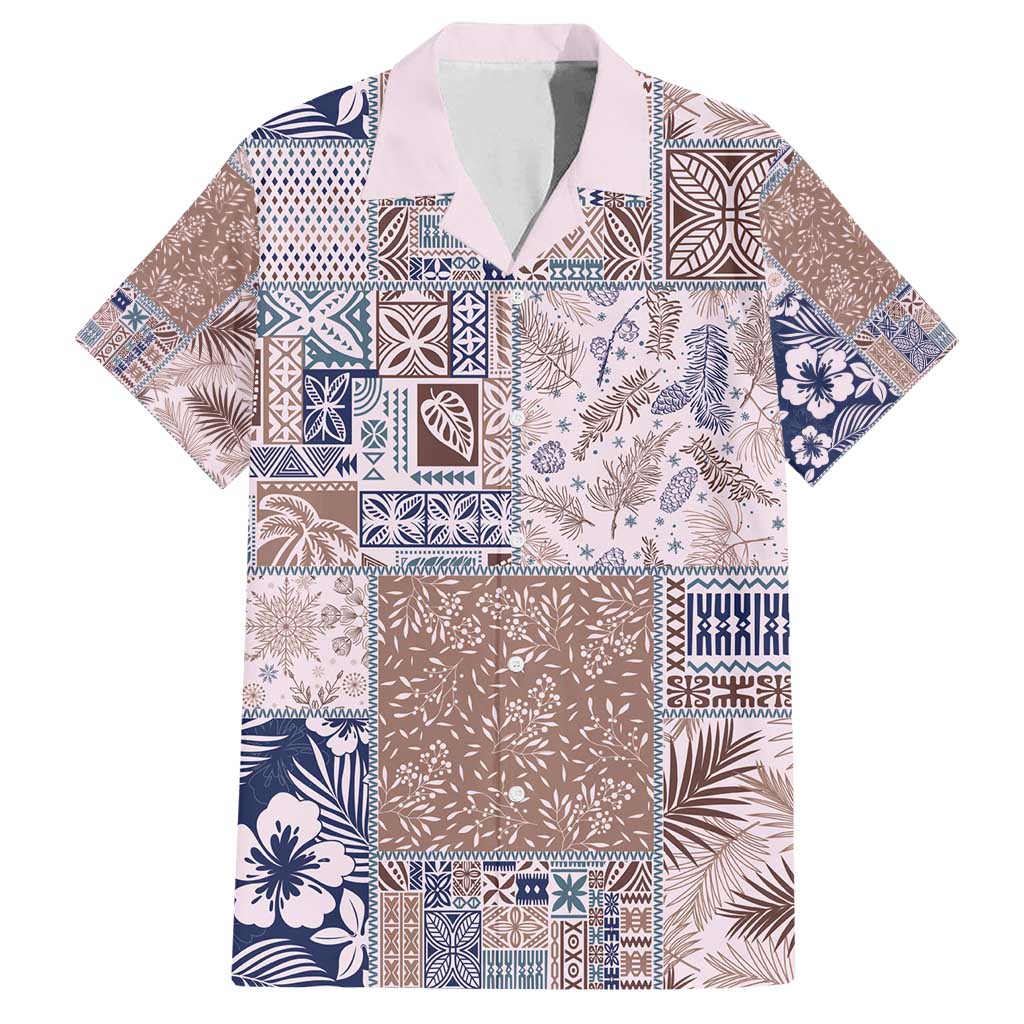 Aloha Hawaii Pastel Christmas Patchwork Family Matching Off Shoulder Maxi Dress and Hawaiian Shirt Rustic Style - Polynesian Pride