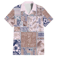 Aloha Hawaii Pastel Christmas Patchwork Family Matching Off Shoulder Short Dress and Hawaiian Shirt Rustic Style - Polynesian Pride