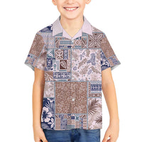 Aloha Hawaii Pastel Christmas Patchwork Family Matching Off Shoulder Short Dress and Hawaiian Shirt Rustic Style - Polynesian Pride