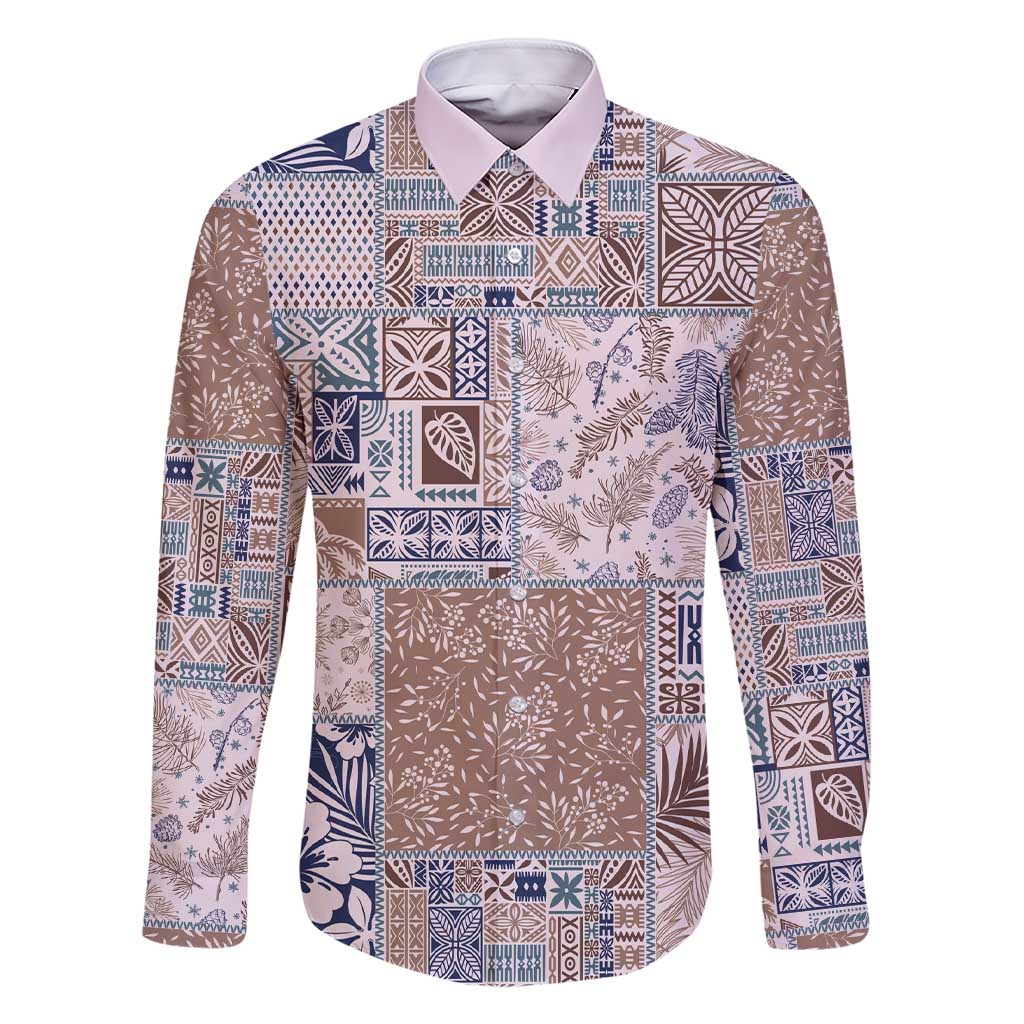 Aloha Hawaii Pastel Christmas Patchwork Family Matching Short Sleeve Bodycon Dress and Hawaiian Shirt Rustic Style - Polynesian Pride