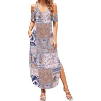Aloha Hawaii Pastel Christmas Patchwork Family Matching Summer Maxi Dress and Hawaiian Shirt Rustic Style - Polynesian Pride