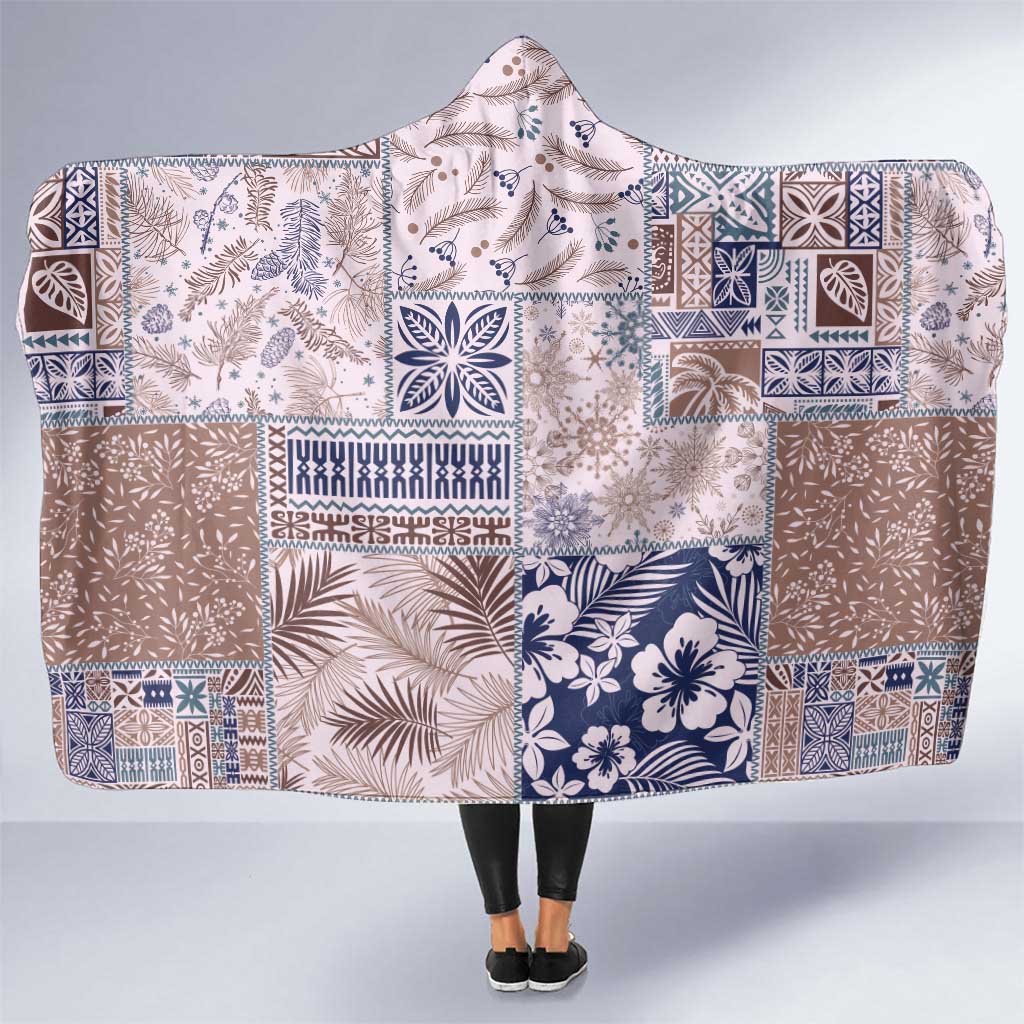 Aloha Hawaii Pastel Christmas Patchwork Hooded Blanket Rustic Style LT7 One Size Beige - Polynesian Pride