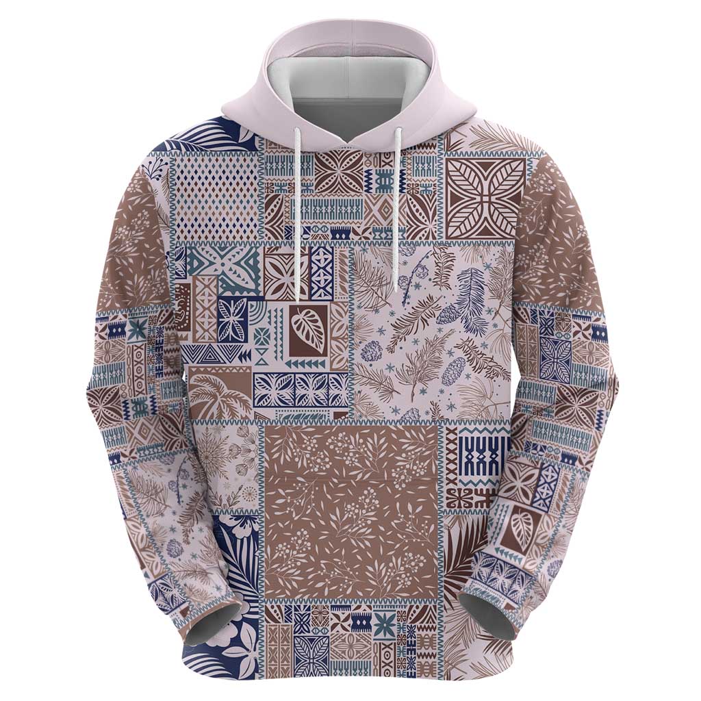 Aloha Hawaii Pastel Christmas Patchwork Hoodie Rustic Style - Polynesian Pride