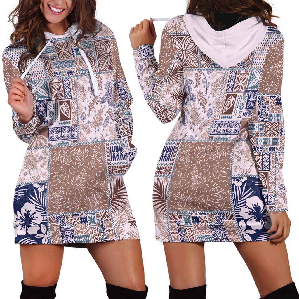 Aloha Hawaii Pastel Christmas Patchwork Hoodie Dress Rustic Style - Polynesian Pride