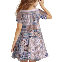 Aloha Hawaii Pastel Christmas Patchwork Kid Short Sleeve Dress Rustic Style - Polynesian Pride