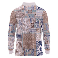 Aloha Hawaii Pastel Christmas Patchwork Long Sleeve Polo Shirt Rustic Style - Polynesian Pride