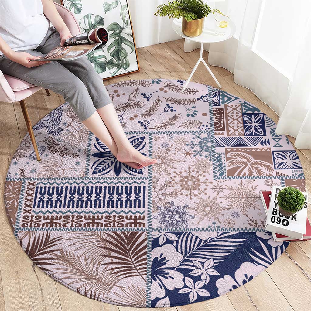 Aloha Hawaii Pastel Christmas Patchwork Round Carpet Rustic Style - Polynesian Pride
