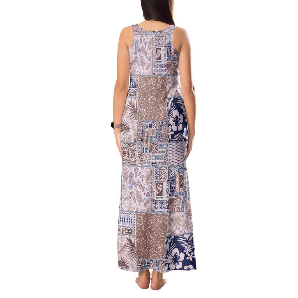 Aloha Hawaii Pastel Christmas Patchwork Tank Maxi Dress Rustic Style - Polynesian Pride